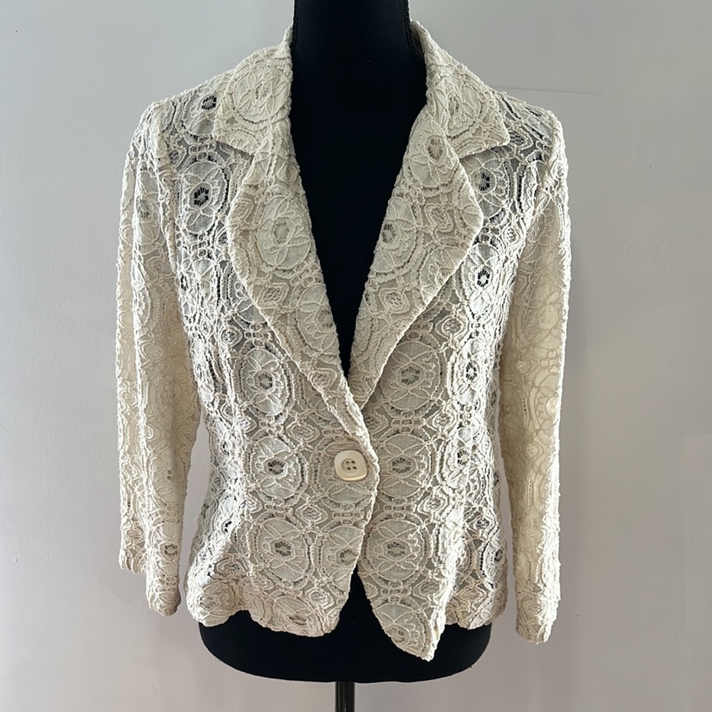 Ivory Lace Blazer Jacket
